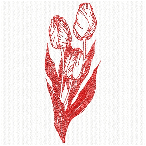 Beautiful embroidery, redwork tulips