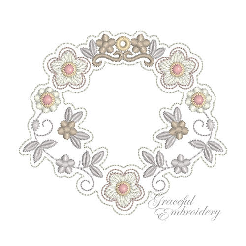 Graceful Embroidery, floral wreath