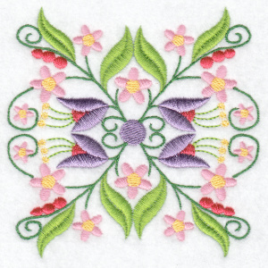 Hennessy Embroidery, mirrored flowers