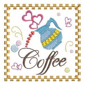 Sweet Heirloom Embroidery, coffee pot square coaster