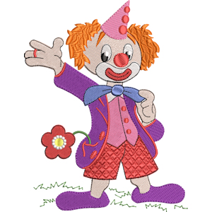 Embroidery Playground, cute clown waving