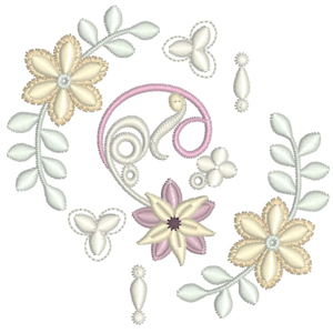 graceful embroidery, pretty floral motif