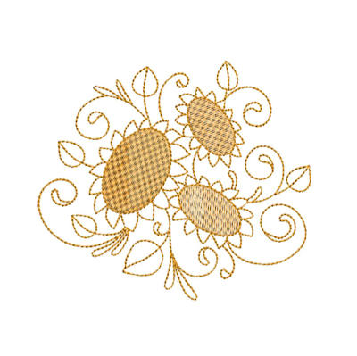 mar-lena embroidery, linework sunflowers