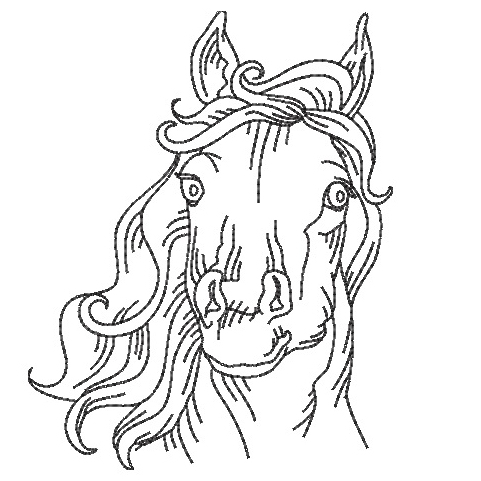 Ninaâ€™s Dainty Shop linework horsehead