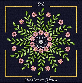 ovistin in africa, floral quilt block, 8x8