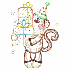 windbell embroidery, monkey, presents