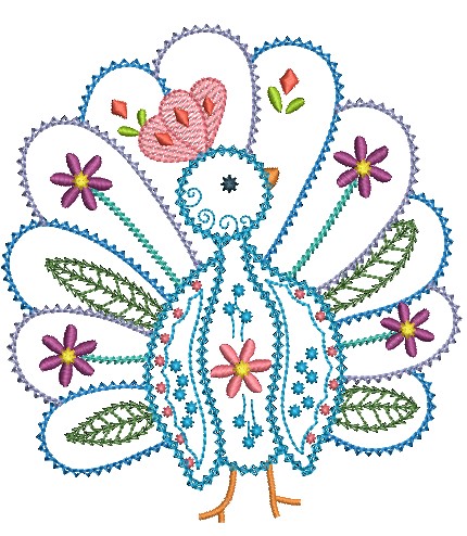 Decorative Peacocks Outline-3