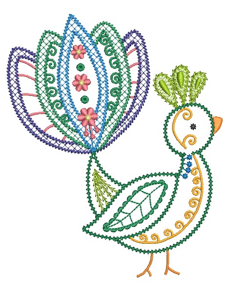 Decorative Peacocks Outline-12