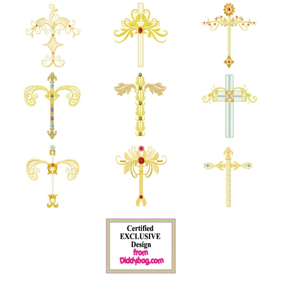 Golden Bejeweled Crosses 