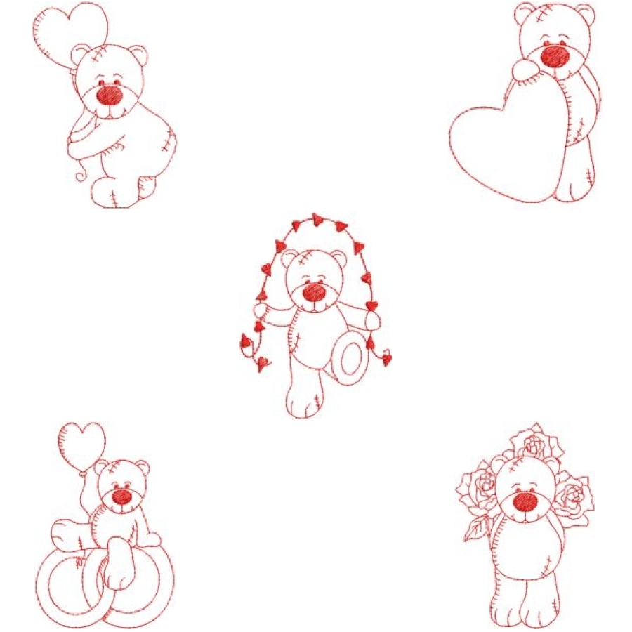 Redwork Bear