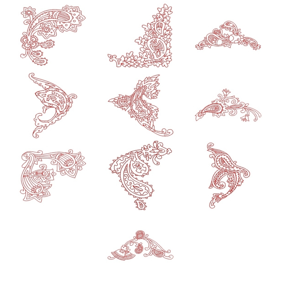 Redwork Paisley
