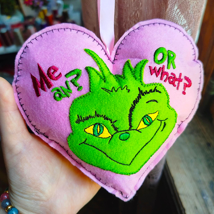 ITH Grinch Felt Mean Ornament