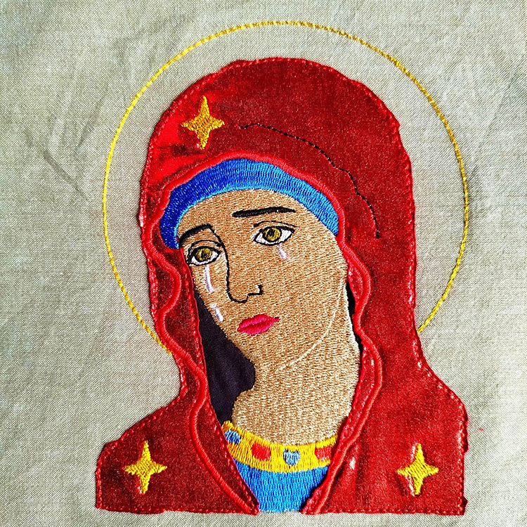 Mother Mary Crying Embroidery Design