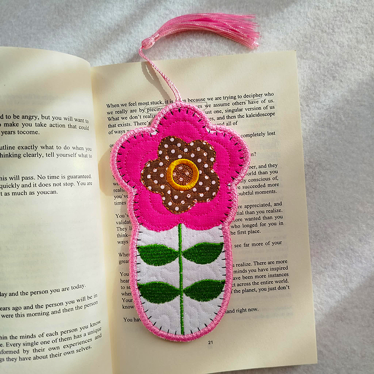 ITH Floral Applique Bookmark