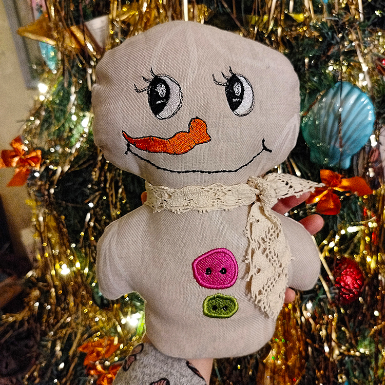 ITH Handdrawn Snowman Of Fabric