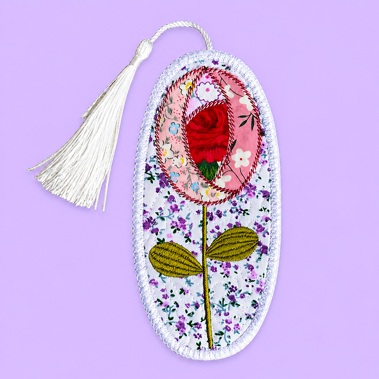 ITH Rose Applique Bookmark