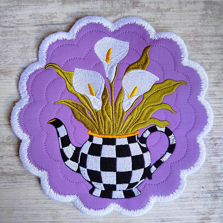 ITH Calla Lilies In The Checkered Teapot Coaster
