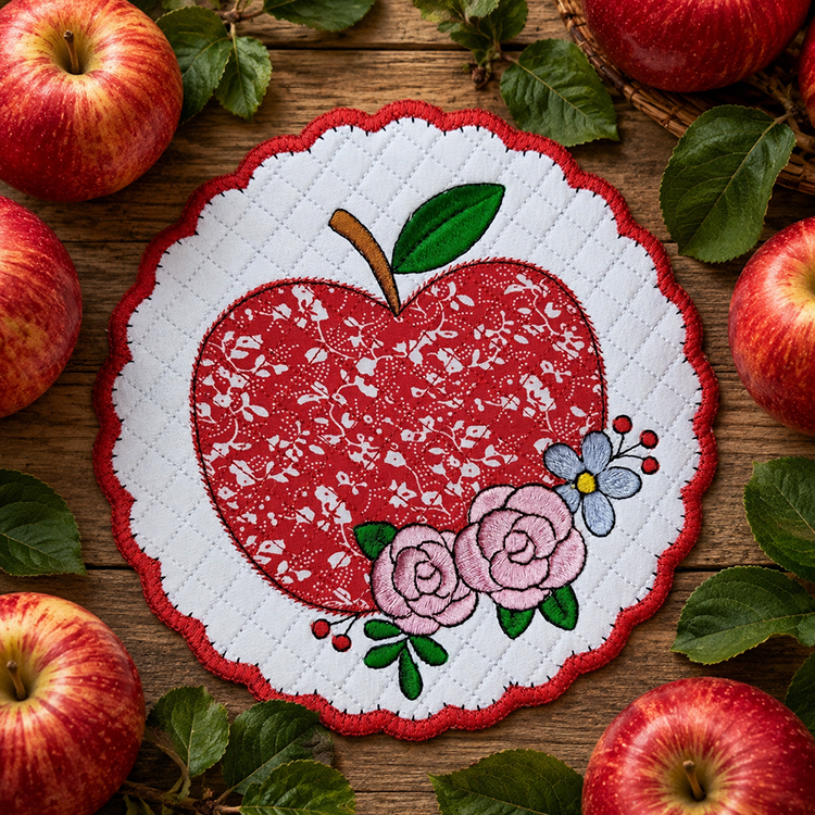 ITH Apple Applique Coaster