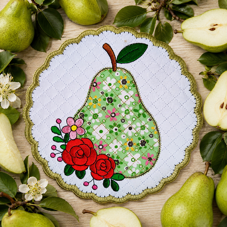 ITH Pear Applique Coaster