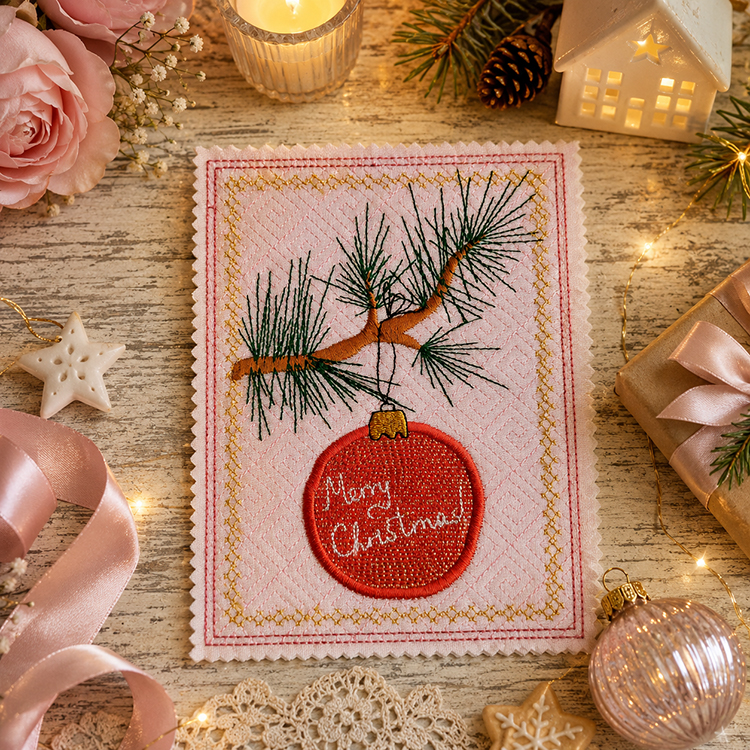 Ith Sweet Ornament Applique Handdrawn Card