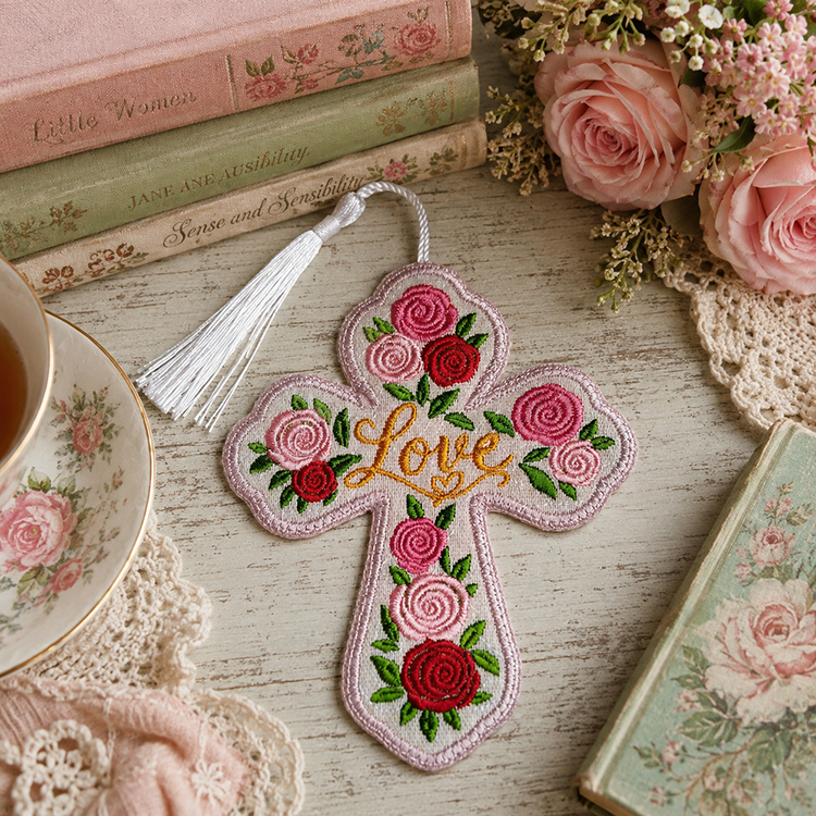 ITH Roses With Love Cross Bookmark
