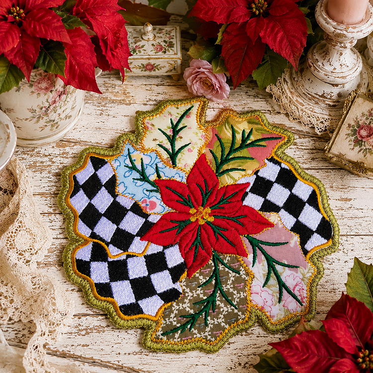 ITH Poinsettia Checkered Coaster
