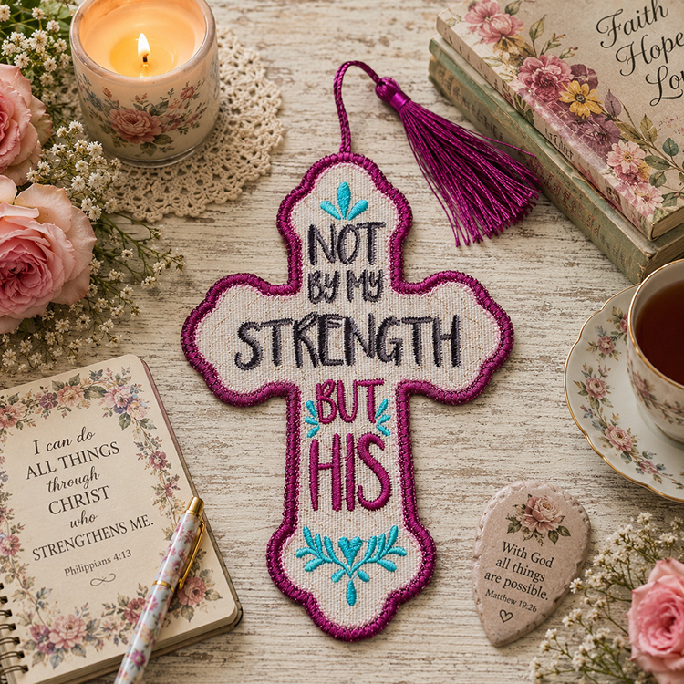 ITH His Strength Cross Bookmark