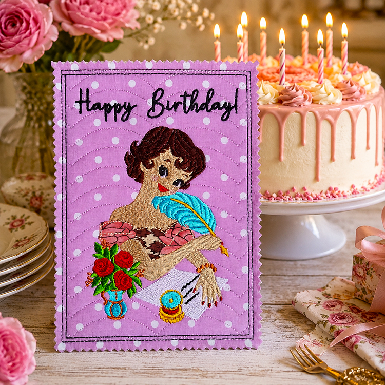 ITH Girl Writing Happy Birthday Card