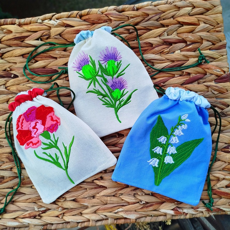 ITH Floral Applique Drawstring Bags 2-3