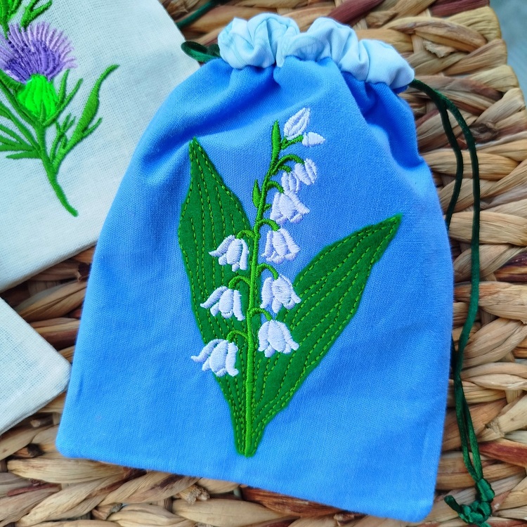 ITH Floral Applique Drawstring Bags 2-5