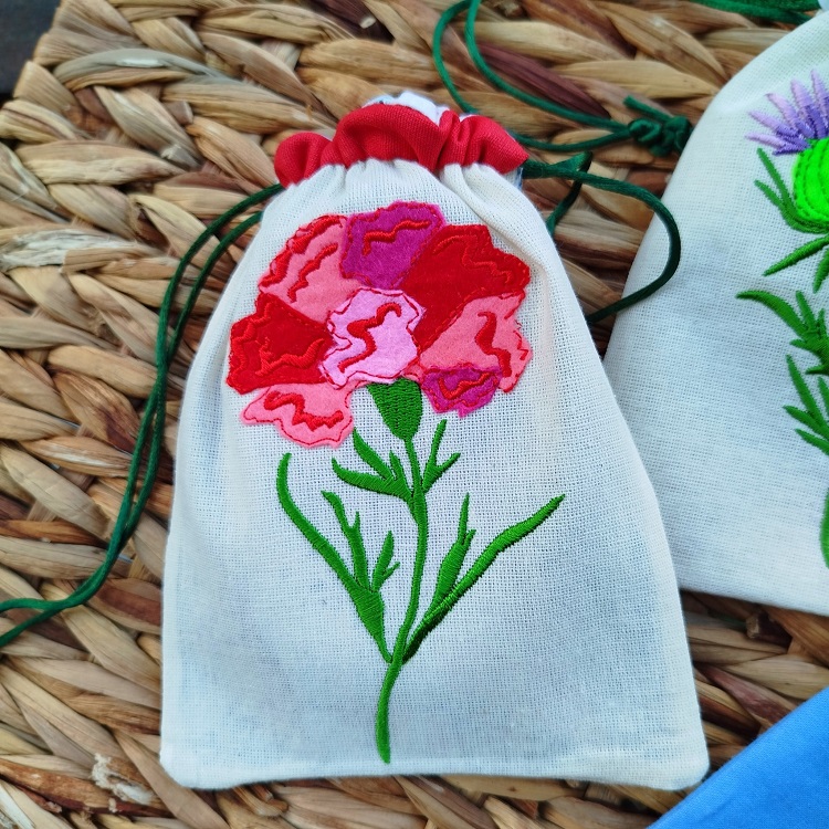 ITH Floral Applique Drawstring Bags 2-6