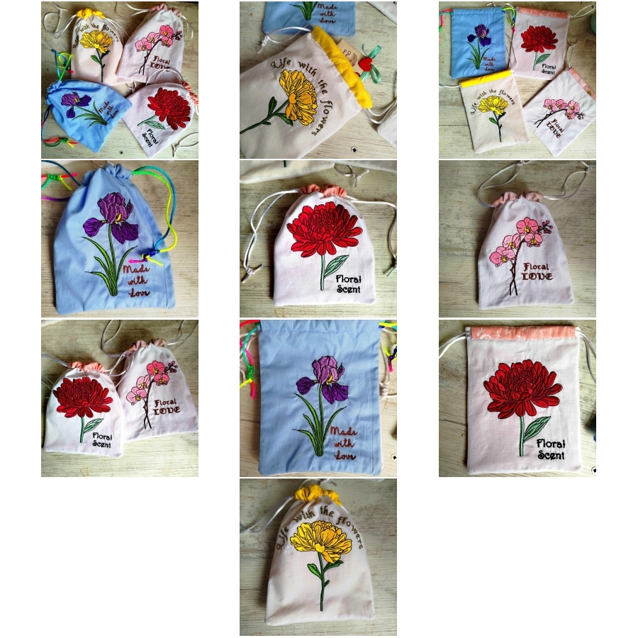 ITH Floral Drawstring Bags