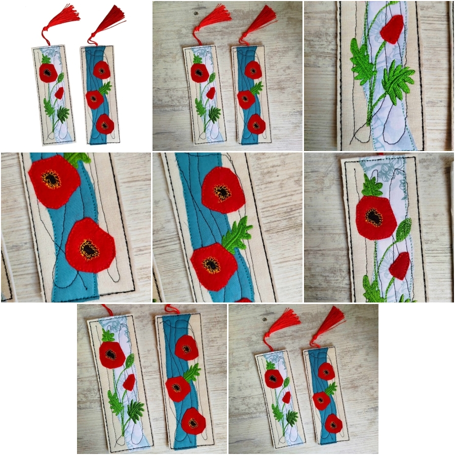 ITH Poppy Applique Bookmarks