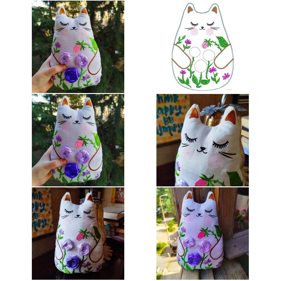Floral Machine And Ribbon Kitty