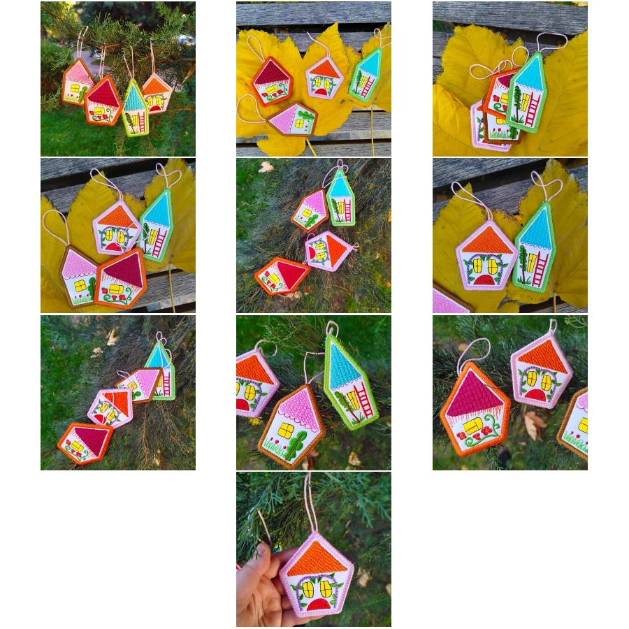 ITH Houses Ornaments All In One Hooping 8x8