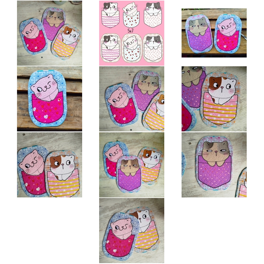 Cats In Pocket Applique Mugrugs And Appliques