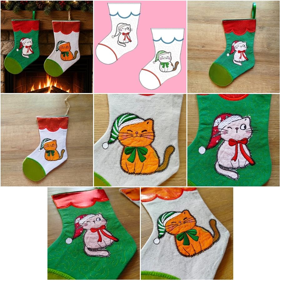 ITH Kitty Stockings 8x11