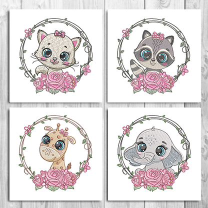 Rose Woodland Animals Set