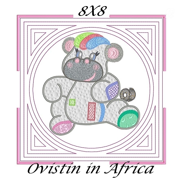 Applique Echo Baby Hippos Quilt Blocks 8x8-7