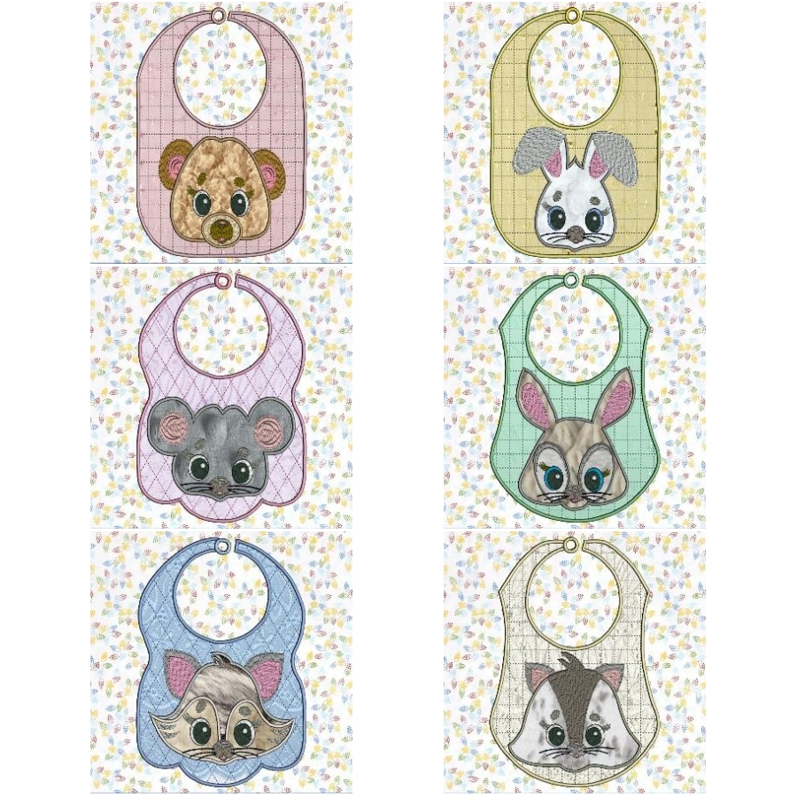 Applique Critter Bibs Large and Small 
