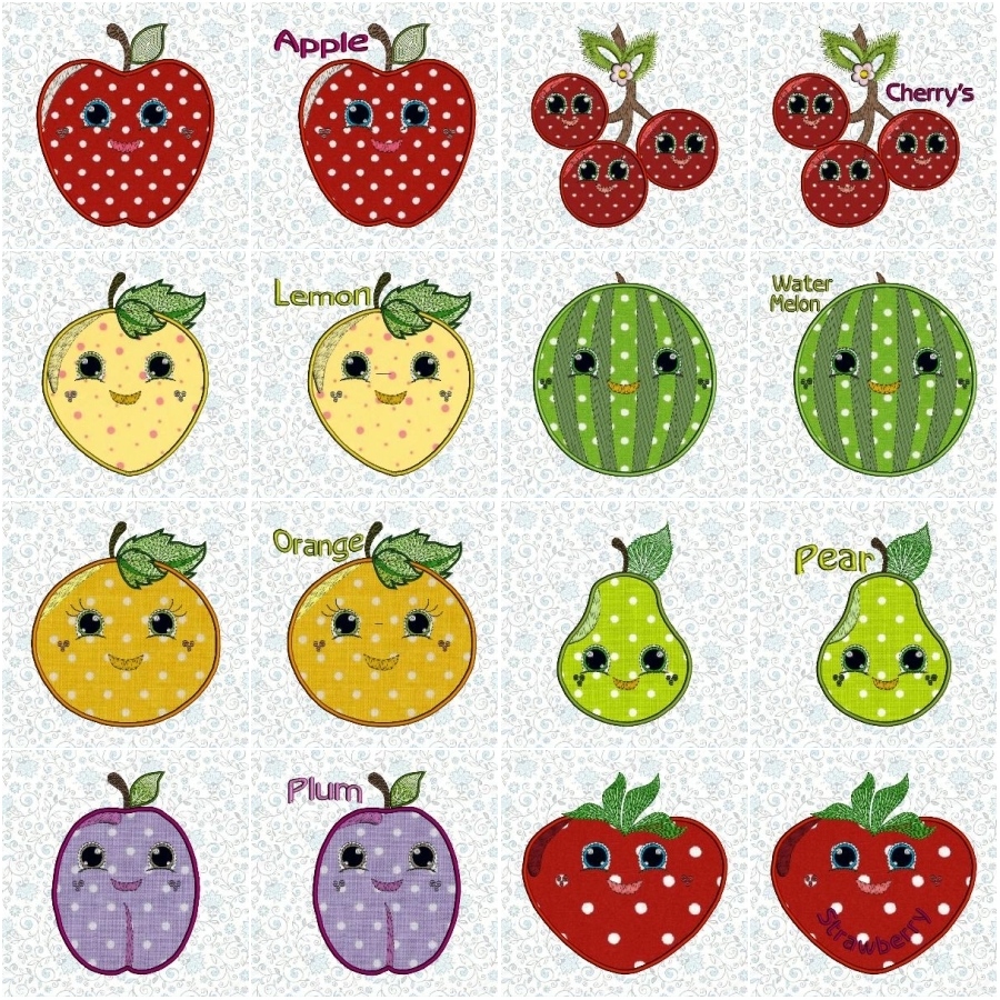 Applique Cute Fruit Faces 