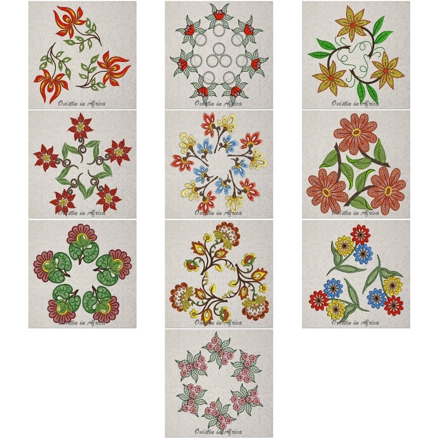 Exotic Flower Quilt Blocks Set1 