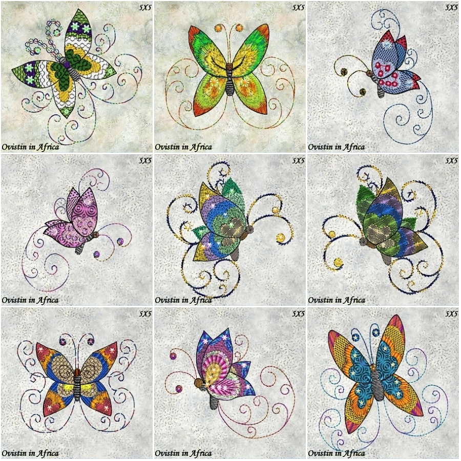Twirly Butterflies 5x5 