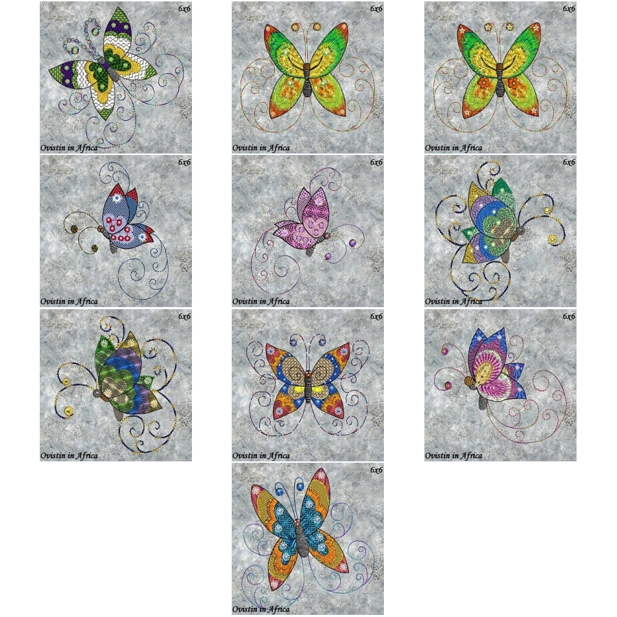 Twirly Butterflies 6x6 