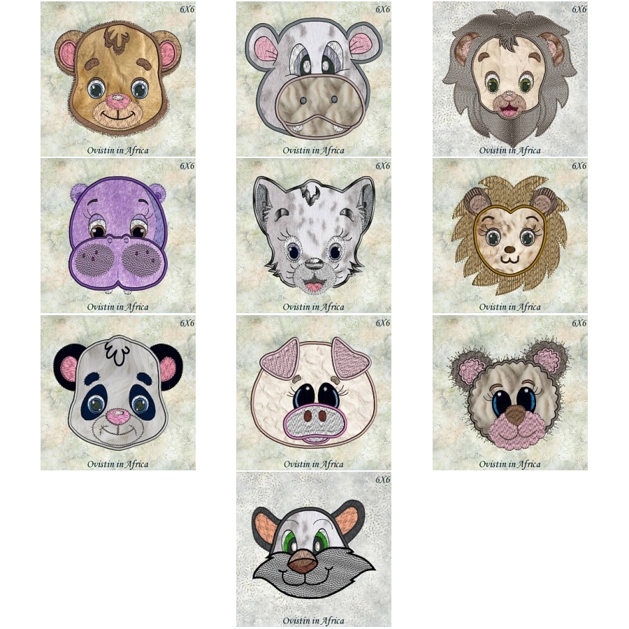 Applique Animal Faces Set 2 