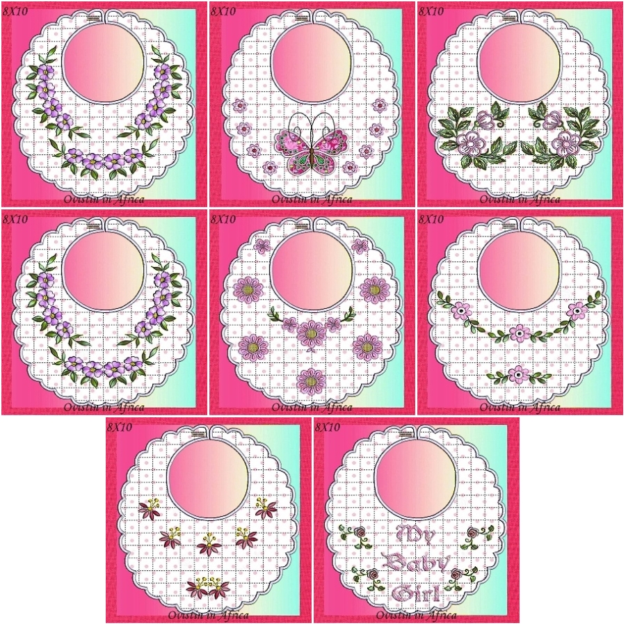 Cute Girly Bibs Large and Small Set 1