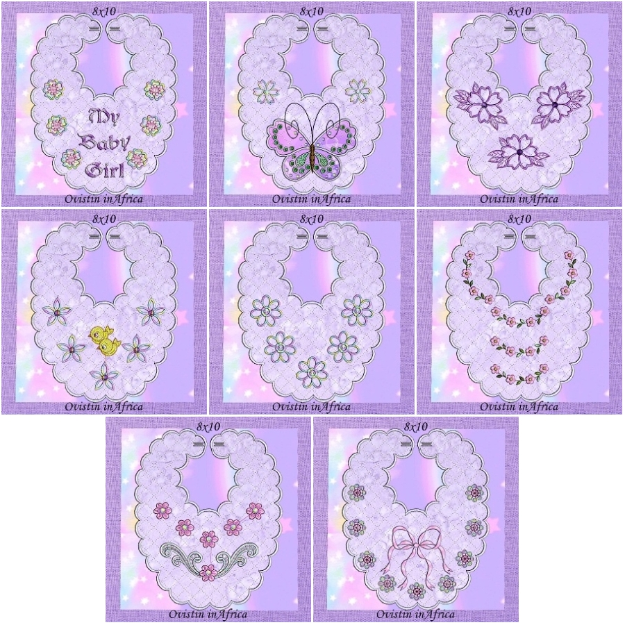 Cute Girly Bibs Large and Small Set 2 