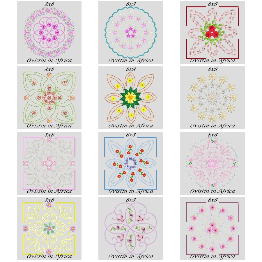Twerly Quilt Blocks and Flowers.