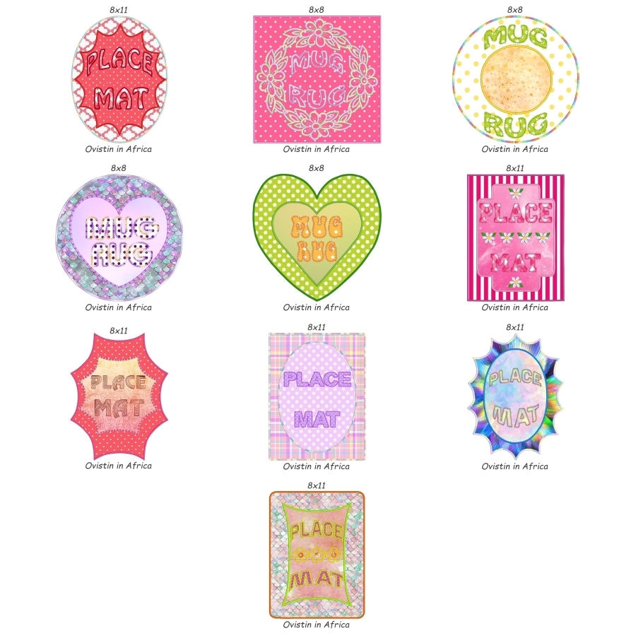 Applique Logo Mug Rugs and Placemats