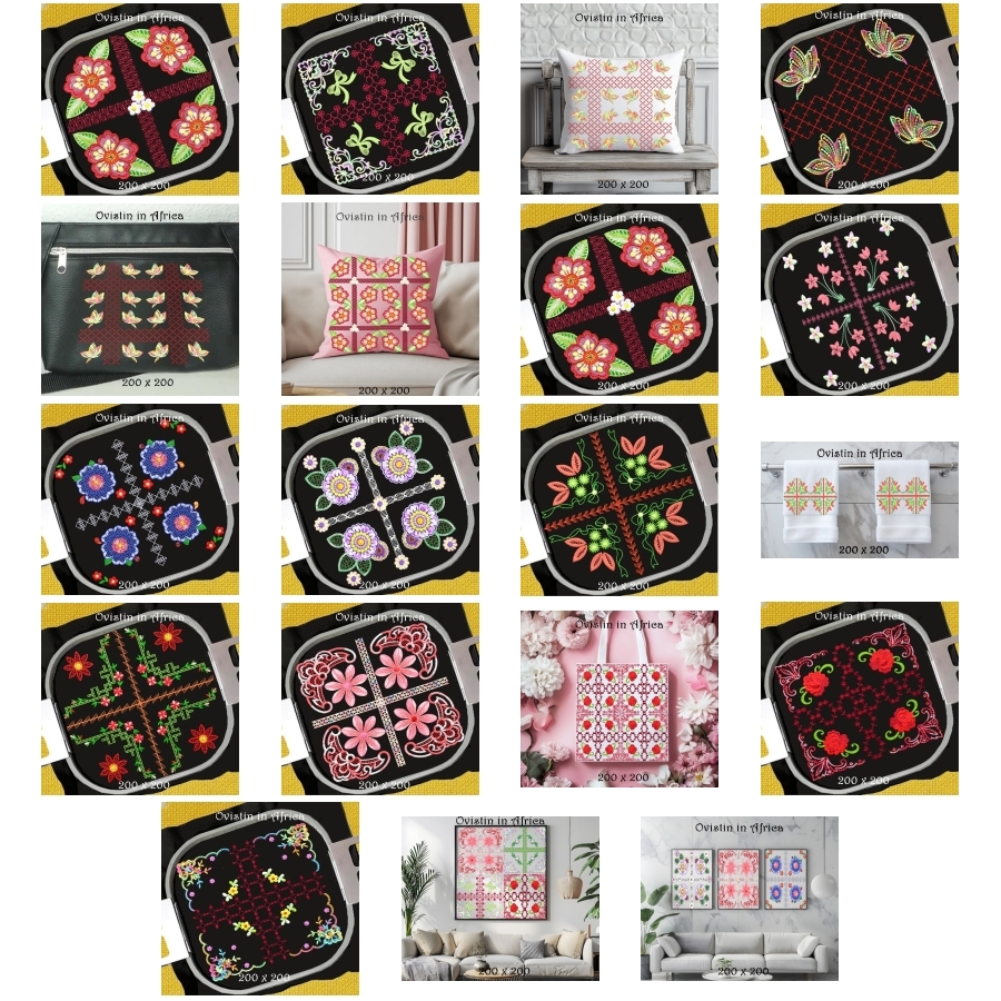 Trellis Henna Quilt Blocks 8x8